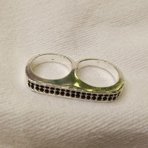 COPY - Erica Annenberg Double Finger Black Stone Ring 5-4